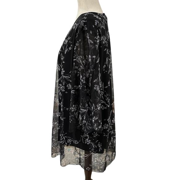 Miusey Black and Gray Sheer Over Solid Black Lining Blouse Size 3XL EUC - Picture 3 of 4